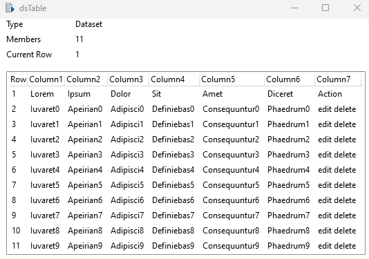Automate Dataset Table