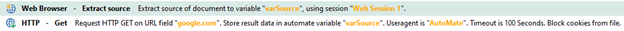 Web Browser - Extract Source Action
