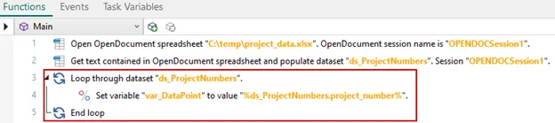 Implementing a Dataset Loop Example