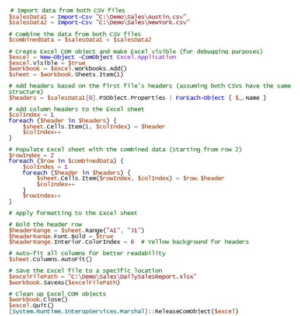 Excel Automation Example