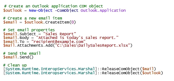 Outlook Automation Example