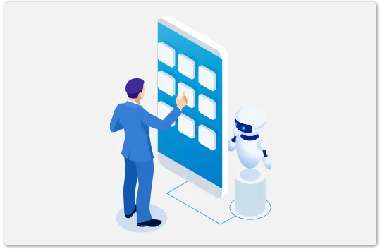 person selecting bots