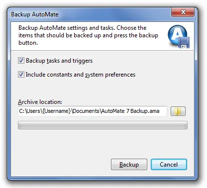 backup automate screen