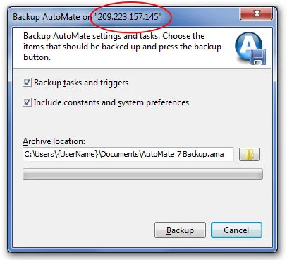 backup automate screen