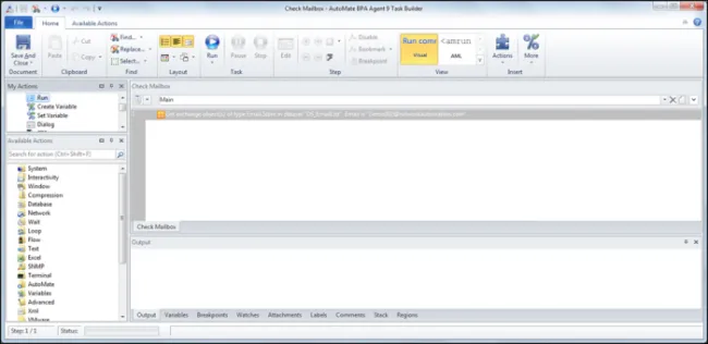 Exchange Action in Automate BPA