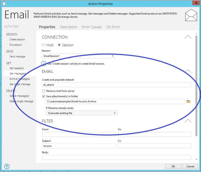 Process attached invoices